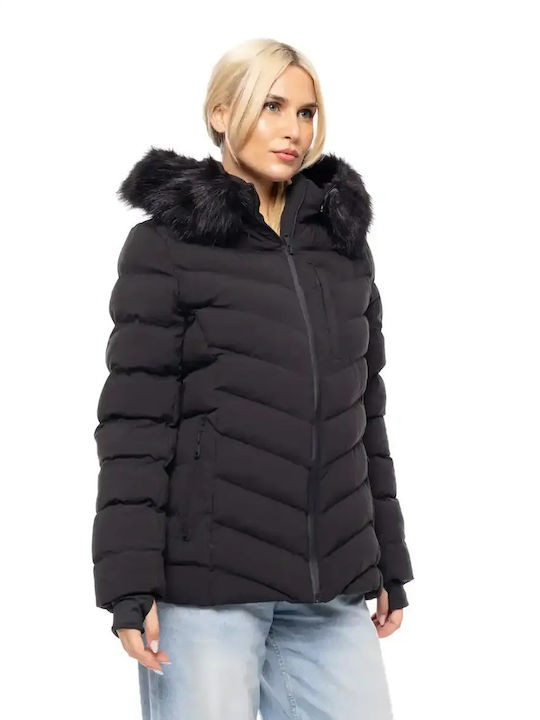 Short Women's Jacket for Spring/Autumn Black