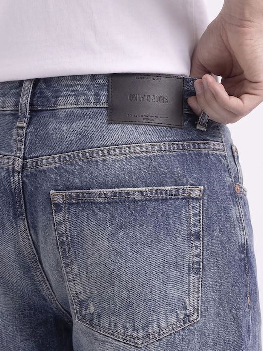 Men's Vintage Dark Blue Denim Jeans Pants