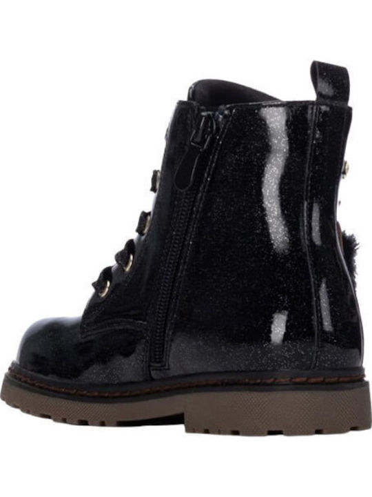 Kinderstiefel aus Lackleder mit Reissverschluss Schwarz