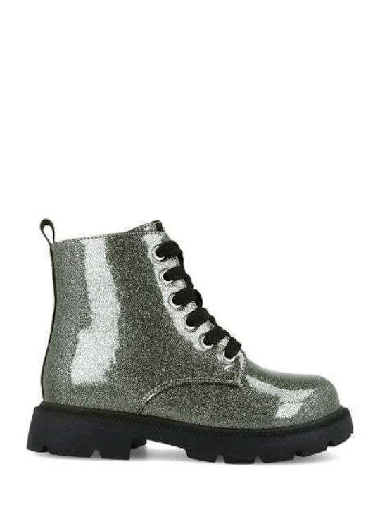 Anatomische Leder Kinderstiefel mit Reissverschluss Silber