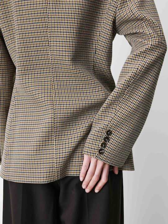 Grace & Mila Langes Damen Doppelreihiges Blazer Beige Geprüft