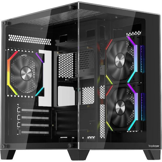1STPLAYER BV5 Gaming Mini-Turm Computergehäuse mit Seitenfenster Schwarz