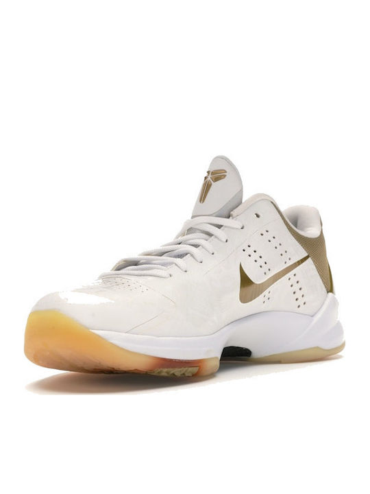 Kobe 5 Big Stage Ниски Баскетболни Обувки Бели / Металик Златни