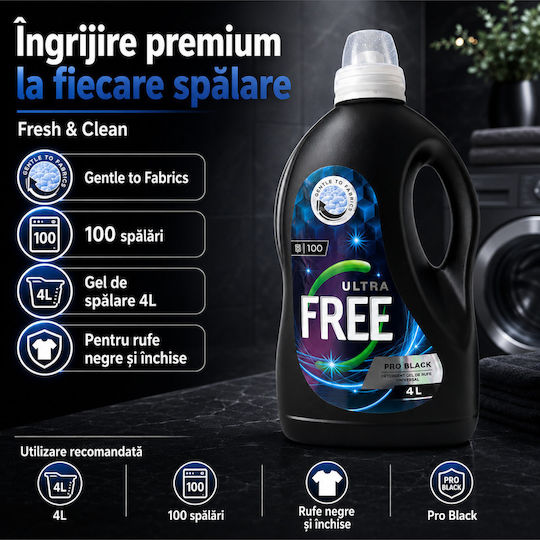 Free Ultra Pro Detergent Lichid Concentrat pentru Rufe Colorate, Negre și Albe 4lt