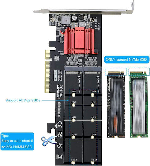 Axagon Κάρτα PCIe σε 2 θύρες M.2