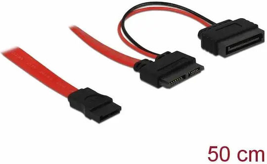 DeLock DeLock Festplattenkabel 13-Pin SATA III - 7-Pin SATA III Länge 50cm Farbe Rot