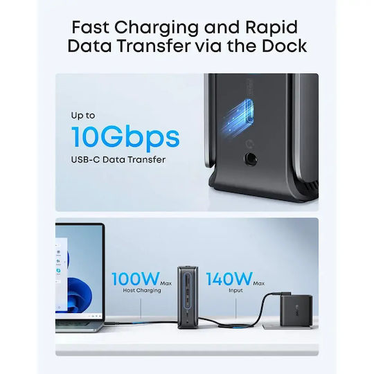 Anker Dock Docking Station cu HDMI/DisplayPort PD Ethernet și Conexiune 3 Monitoare Negru (A83C3311)