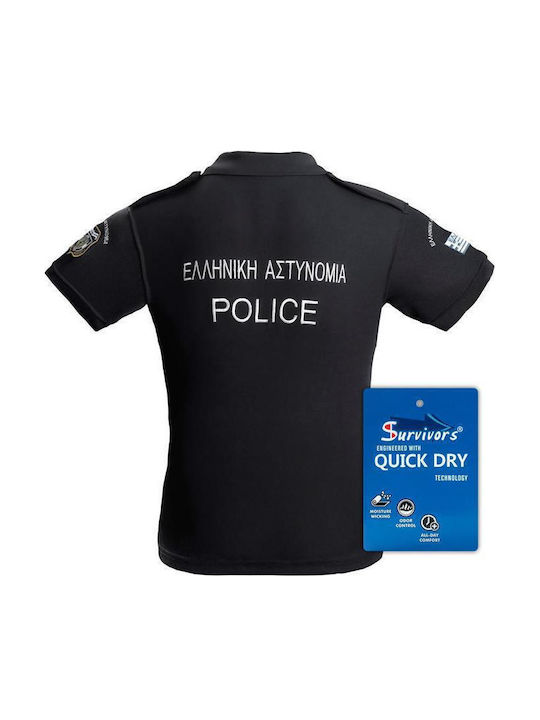 Polo Poliție Quick Dry Broderie Monocrom Negru XXL