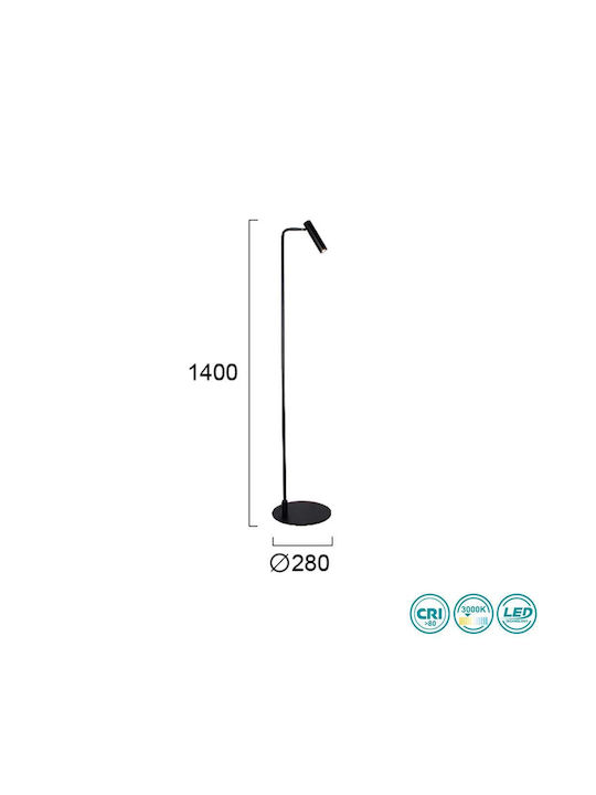 Viokef Clio LED Floor Lamp H140xW28cm. with Warm White Light 235lm Black