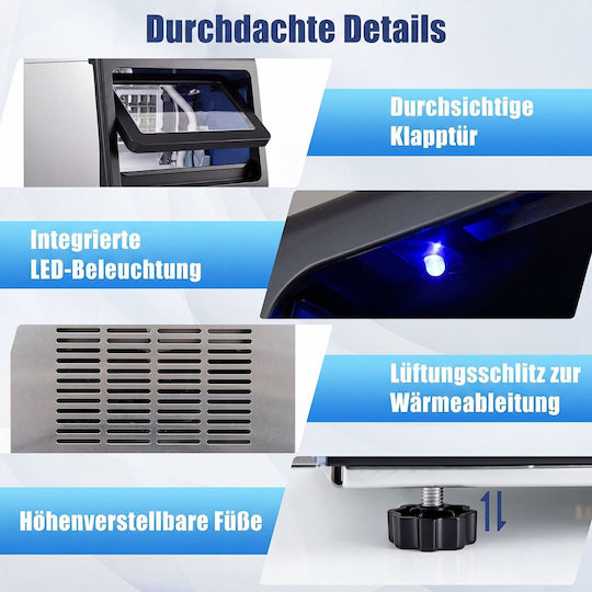 Costway Ice Machine with Daily Ice Making Capacity 50kg & Storage Capacity 11kg