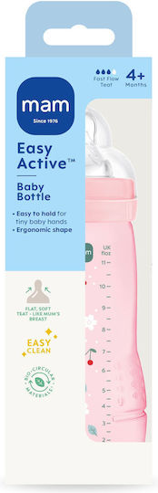 Mam Plastic Baby Bottle Easy Active Anti-Colic with Silicone Nipple for 4+ months Pink 330ml