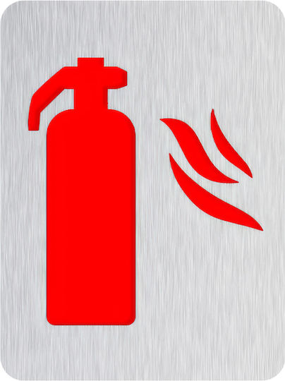 Σήμανση 80x60mm Πυροσβεστήρας Inox Mat Κόκκινο S-fire Metalor