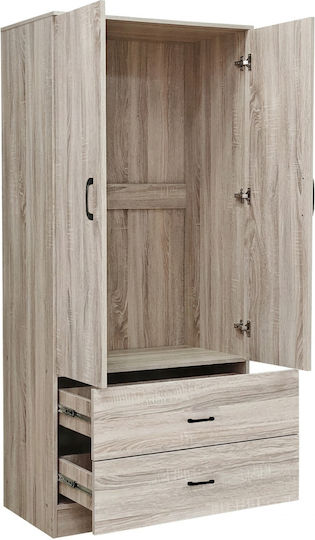 Δίφυλλη Ντουλάπα με Πατάρι Σταχτί 80x50x230cm