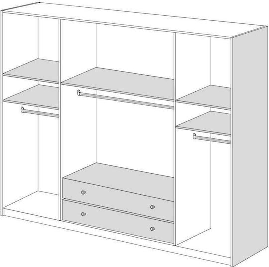 Τετράφυλλη Ντουλάπα με Πατάρι 202x60x233cm Σταχτί Τετράφυλλη Ντουλάπα με Πατάρι 202x60x233cm Σταχτί