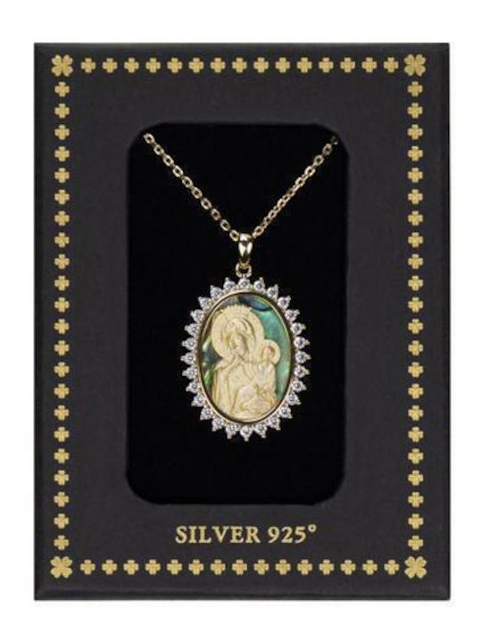 Halskette Talisman Göttliche Mutter aus Vergoldetem Silber