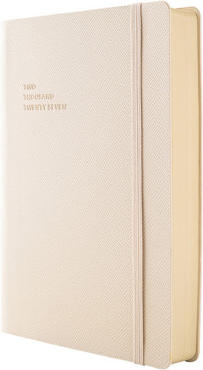Type Center Daily Agenda A5 2027 White Leather 14x20.5cm (with Personalization)