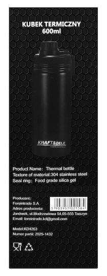Kraft & Dele Thermosflasche Edelstahl 600ml Kd4263 mit Handgriff