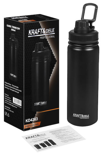 Kraft & Dele Thermosflasche Edelstahl 600ml Kd4263 mit Handgriff