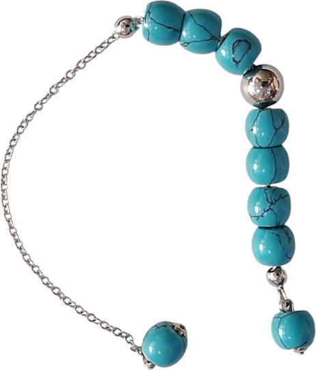 Kalliopi Silver Μπεγλέρι με 10 Χάντρες Μήκους 25εκ. Τιρκουάζ