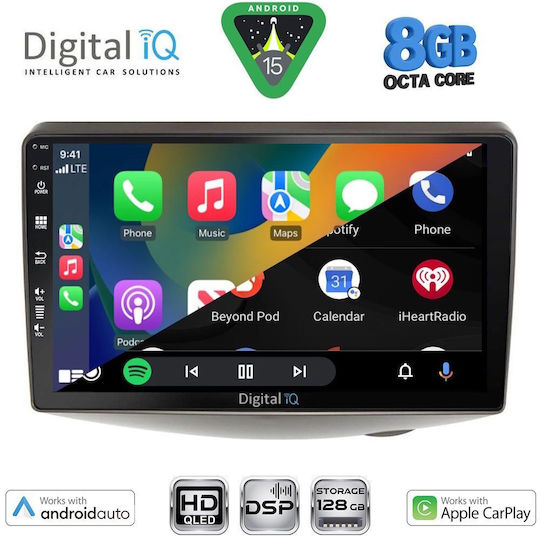 Digital IQ Автомобилна Аудио Система За Toyota Yaris 1999-2006 (Bluetooth/USB/Вграден Wi-Fi/GPS/Apple CarPlay/Android Auto) С Touch Screen 9"