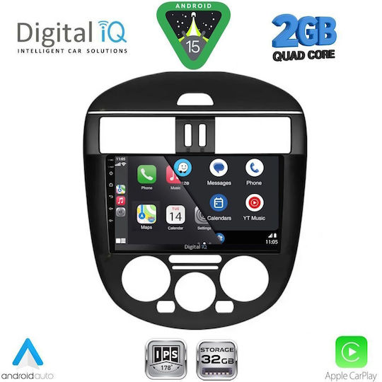 Digital IQ Автомобилна Аудио Система за Nissan Tiida 2013-2023 с A/C (Bluetooth/USB/Вграден Wi-Fi/GPS/Apple CarPlay/Android Auto) с Touch Screen 9"