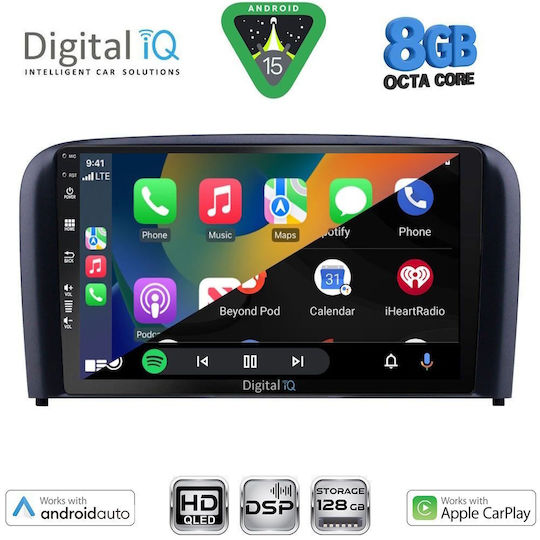 Digital IQ Автомобилна Аудио Система за Volvo S80 1998-2006 (Bluetooth/USB/Вграден Wi-Fi/GPS/Apple CarPlay/Android Auto) с Touch Screen 9"