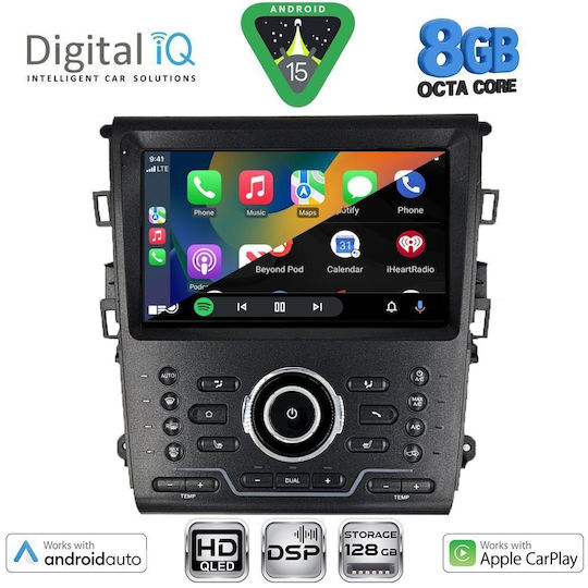 Digital IQ Автомобилна Аудио Система За Ford Mondeo 2014-2023 С Clima (Bluetooth/USB/Wi-Fi/GPS/Apple CarPlay/Android Auto) С Touch Screen 9"