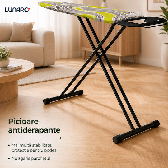Lunaro Vera-bk Zusammenklappbares Bügelbrett für Bügelstation Offene Länge 120cm Offene Breite 38cm