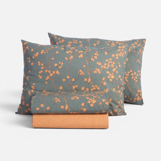Nef-Nef Homeware Floriva Σετ Σεντόνια Μονά 170x270εκ. Green (3τμχ)