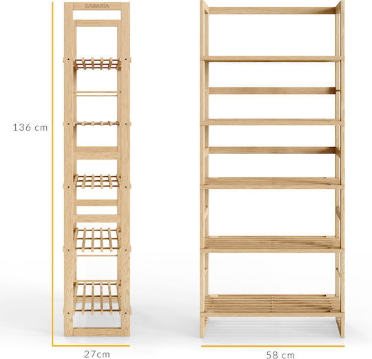 Bibliotecă Natural 58x27x136cm