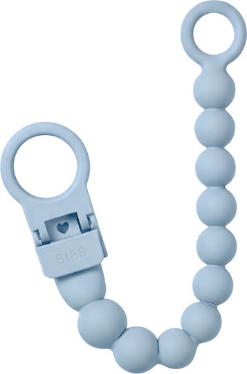 Bibs Clips pentru suzetă Pacifier cu mărgele din silicon albastru