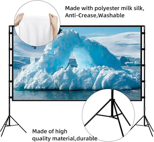 Екран за Проектор 100" 2 Трипода 4k Hd 16:9 Soft White Платно Home Cinema 220x142cm