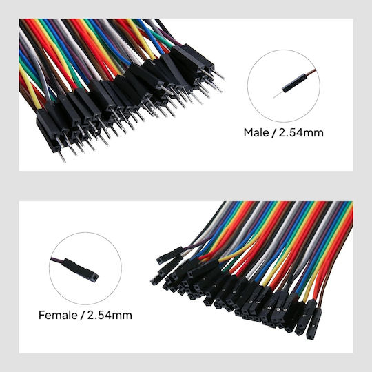 2 Комплекта Кабели 40p 10cm Dupont Wire Male To Female 80 Кабели В Опаковката