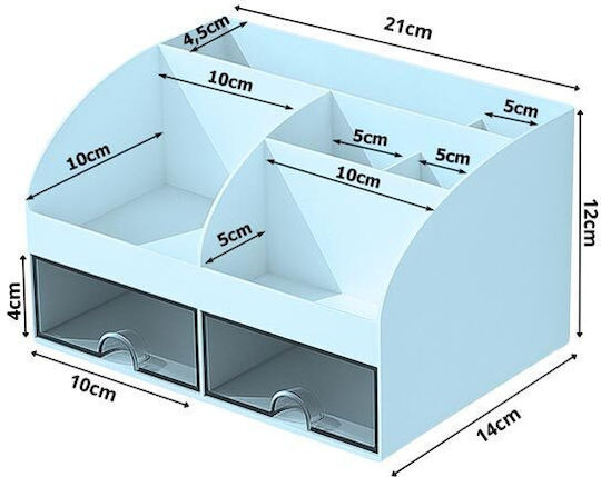 Sertar de birou din plastic 14x12x21cm Albastru deschis