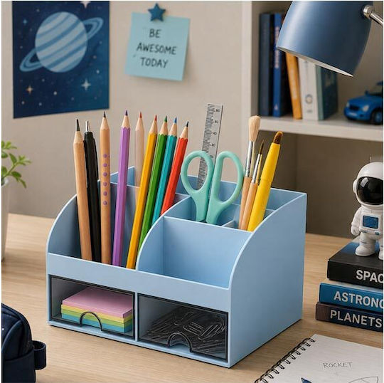 Sertar de birou din plastic 14x12x21cm Albastru deschis