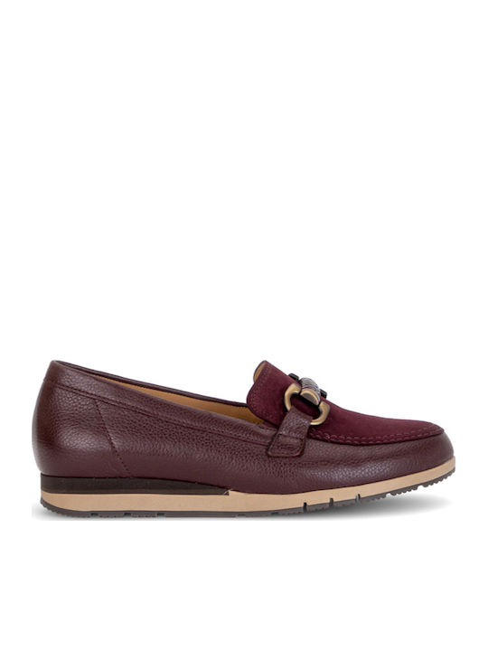 Leather Women's Loafers in Burgundy Colour