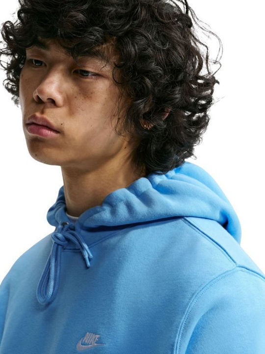 Nike Club Ζακέτα Light Blue με Κουκούλα