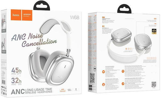 Hoco W68 Calma Безжични / Жични Over Ear Слушалки с 45 Часа Работа Сребристи