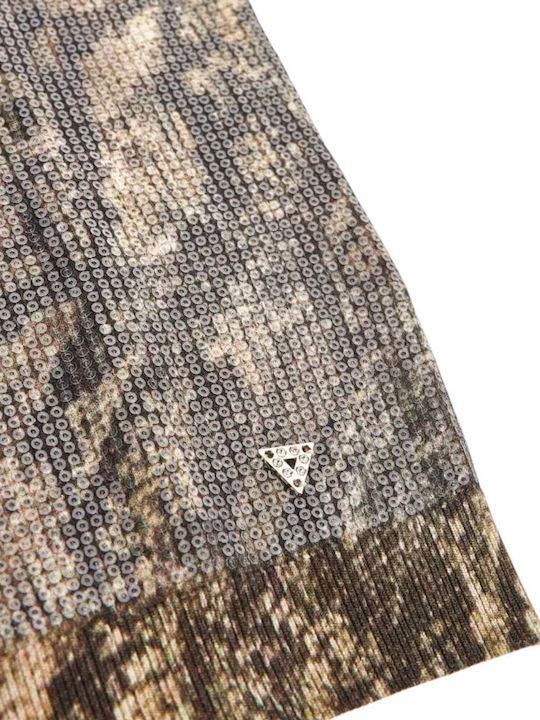 Damen Crop Top Kurzärmelig Tierdruck Beiges