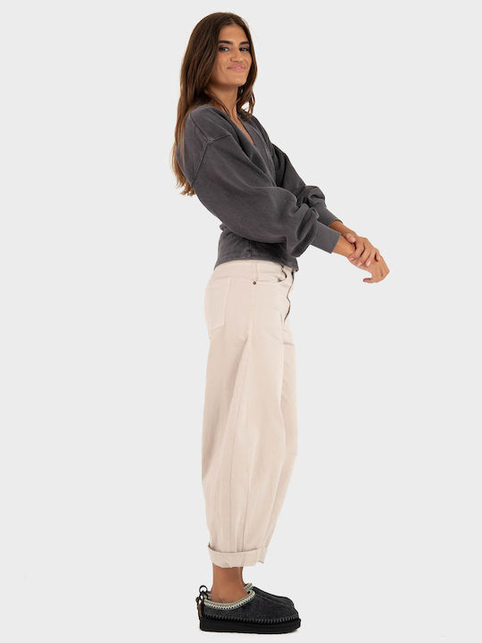 Women's Cotton Blouse with V-Neck Black