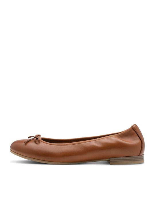 Leder Damen Ballerinas Spitz zulaufend Braun