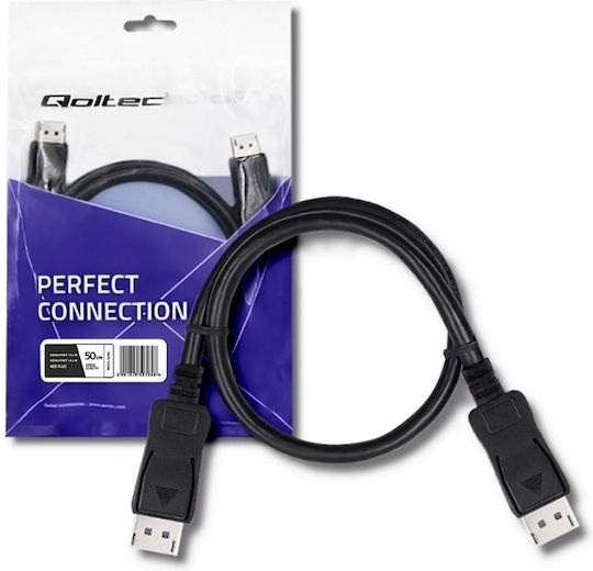 Qoltec 50584 Καλώδιο DisplayPort male - DisplayPort male 0.5m Μαύρο