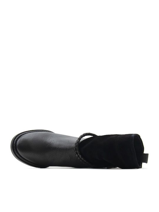 Leder Damen Stiefeletten Knöchel Schwarz