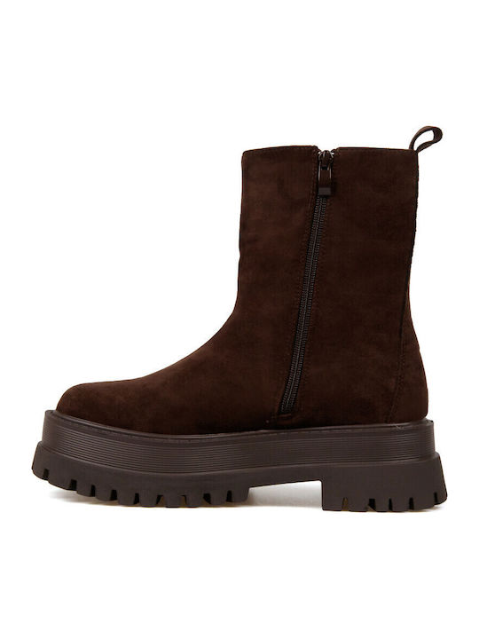 Suede Women's Chelsea Ankle Boots Brown