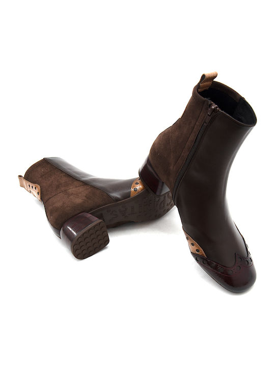 Leder Damen Stiefeletten Braun