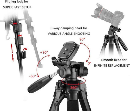 Jmary Jmary KP-2254 Aluminum Tripod and 4kg Load Capacity