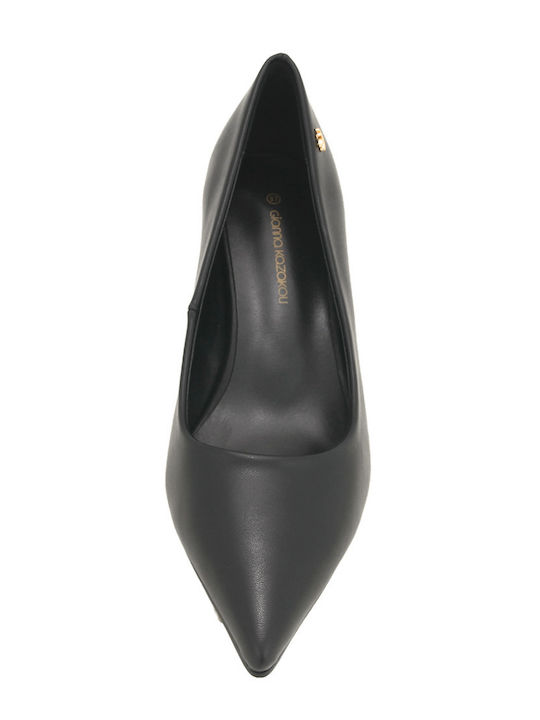 Leder Pumps mit Mittelhohem Absatz Schwarz