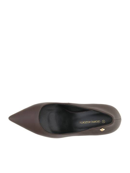 Leder Pumps mit Hohem Absatz Braun
