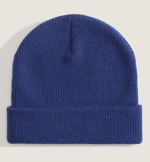 Unisex Cuff Beanie Strickmütze in Blau