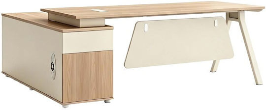 Birou Profesional Colțar Stark Din Lemn Oak-Bej 200x90x75cm